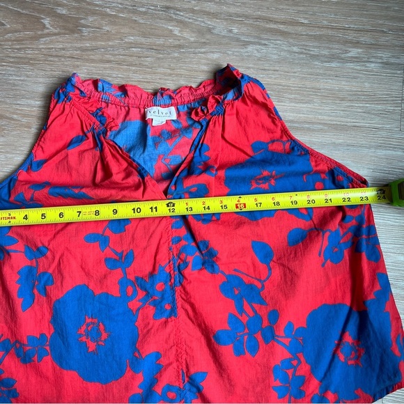 Velvet by Graham & Spencer Red and blue Floral Tank Top Size Large cotton - Picture 5 of 7
